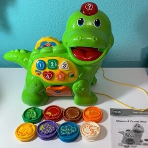 VTech Chomp & Count Dino Educational Toy, Lights & Sounds Work + All 8 Coins